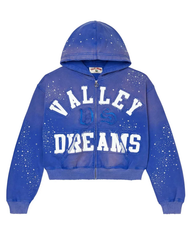 Vale Forever Blue Rhinestone Chenille Hoodie