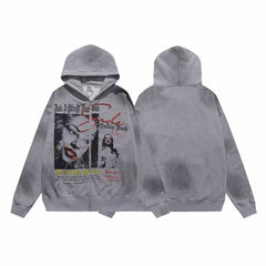 Vale Forever Vintage Band Tour Street‑wear Zip Hoodie