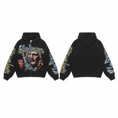 Vale Forever Black Graffiti Art Vintage Zip‑Up Hoodie