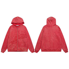 Vale Forever Red Retro Sport Vintage Zip‑Up Hoodie