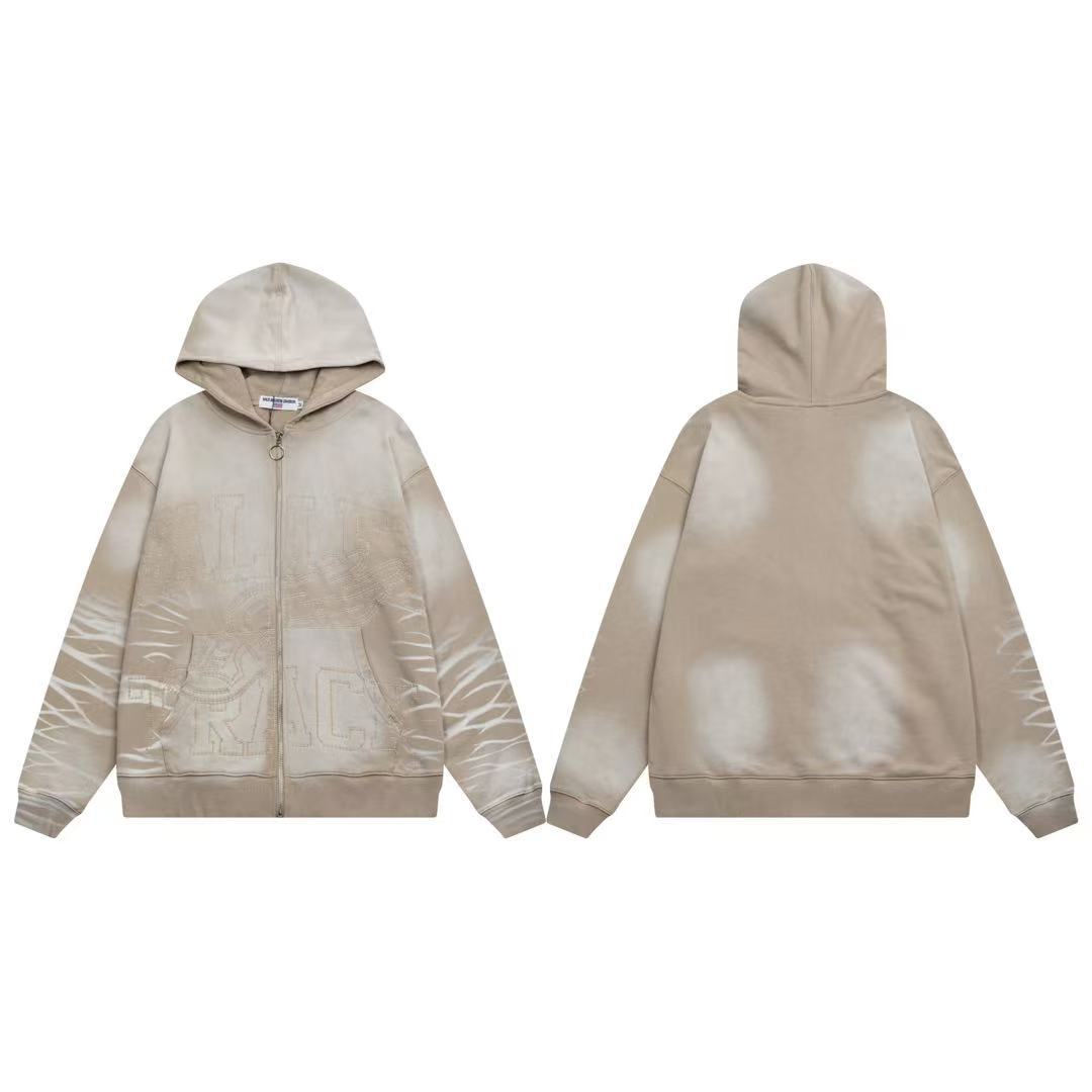 Vale Forever Neutral Retro Sport Vintage Zip‑Up Hoodie