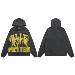 Vale Forever Varsity Football Vintage Zip‑Up Hoodie