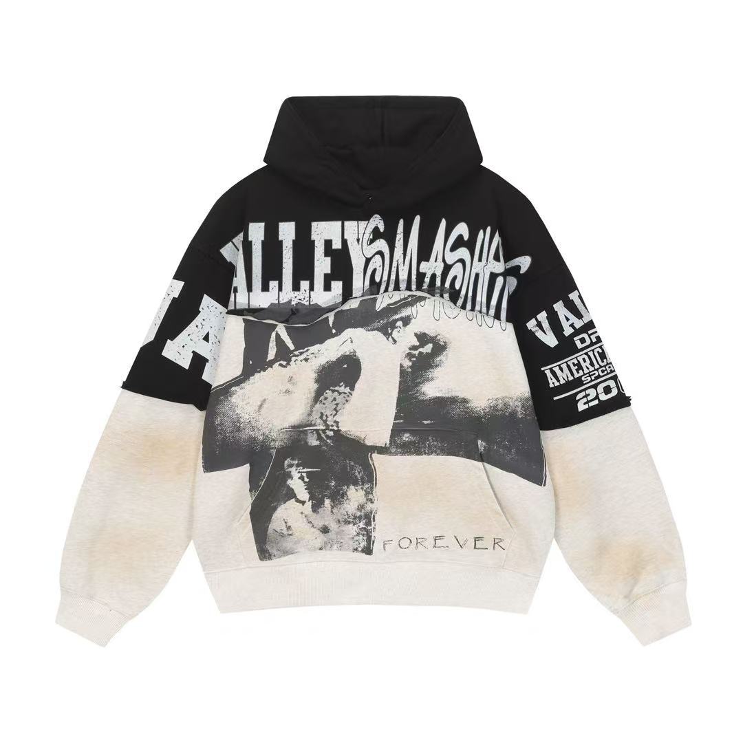 Vale Forever Two‑Tone Retro Graphic Vintage Hoodie