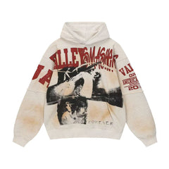 Vale Forever Aged Vintage Red Graphic Pullover Hoodie
