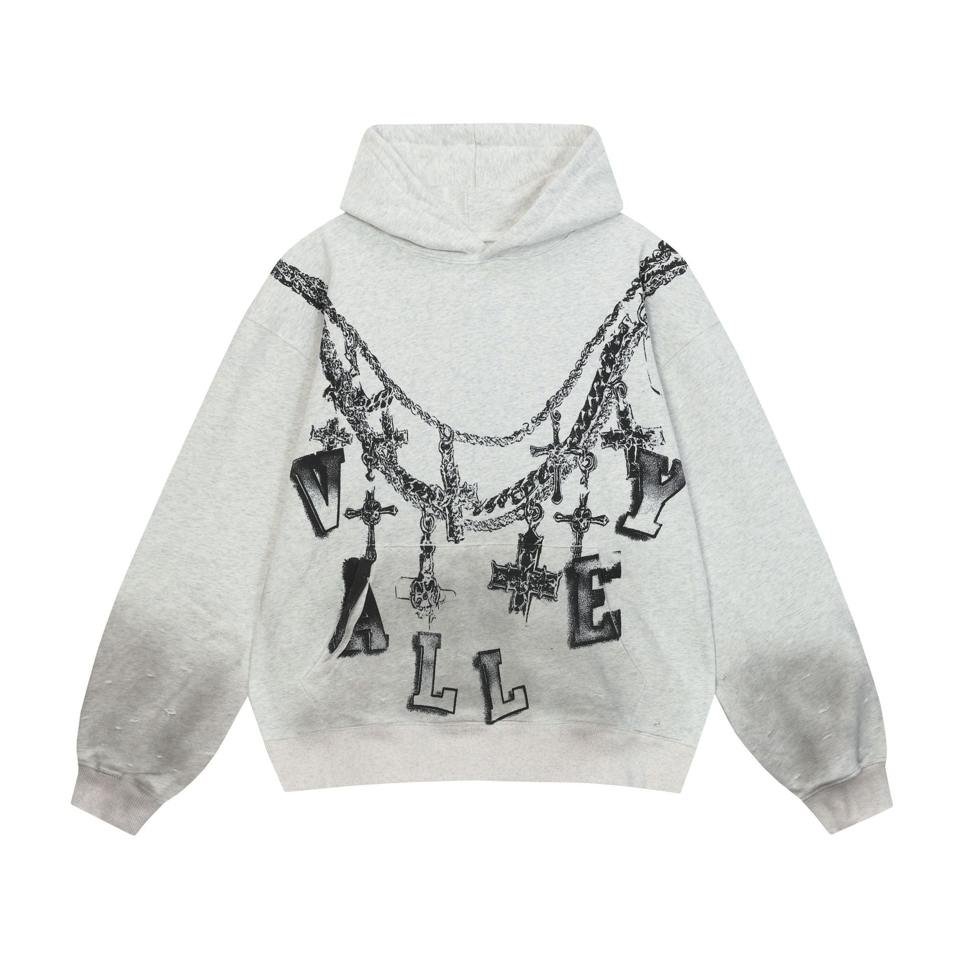 Vale Forever Grey Chain Cross Hoodie