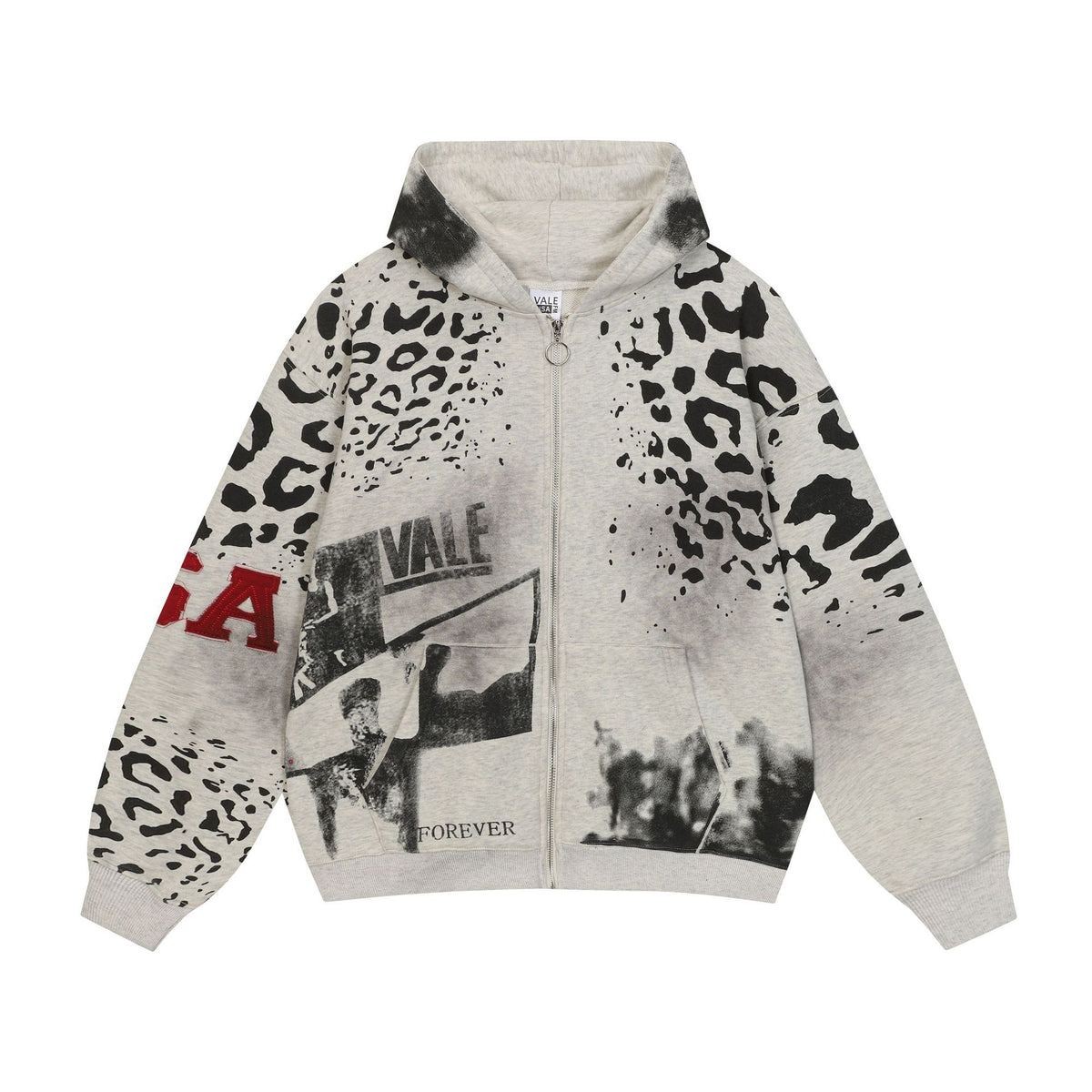 Vale Forever Leopard Collage Zip Hoodie