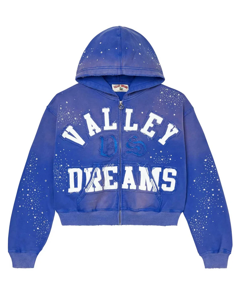 Vale Forever Blue Rhinestone Chenille Hoodie
