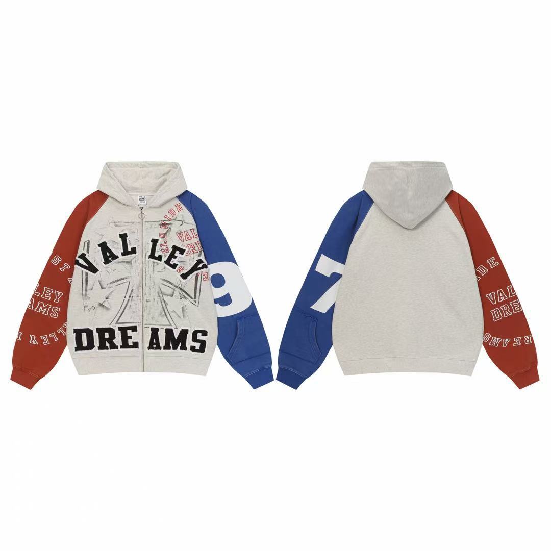 Vale Forever Tri-Color Raglan Chenille Zip Hoodie