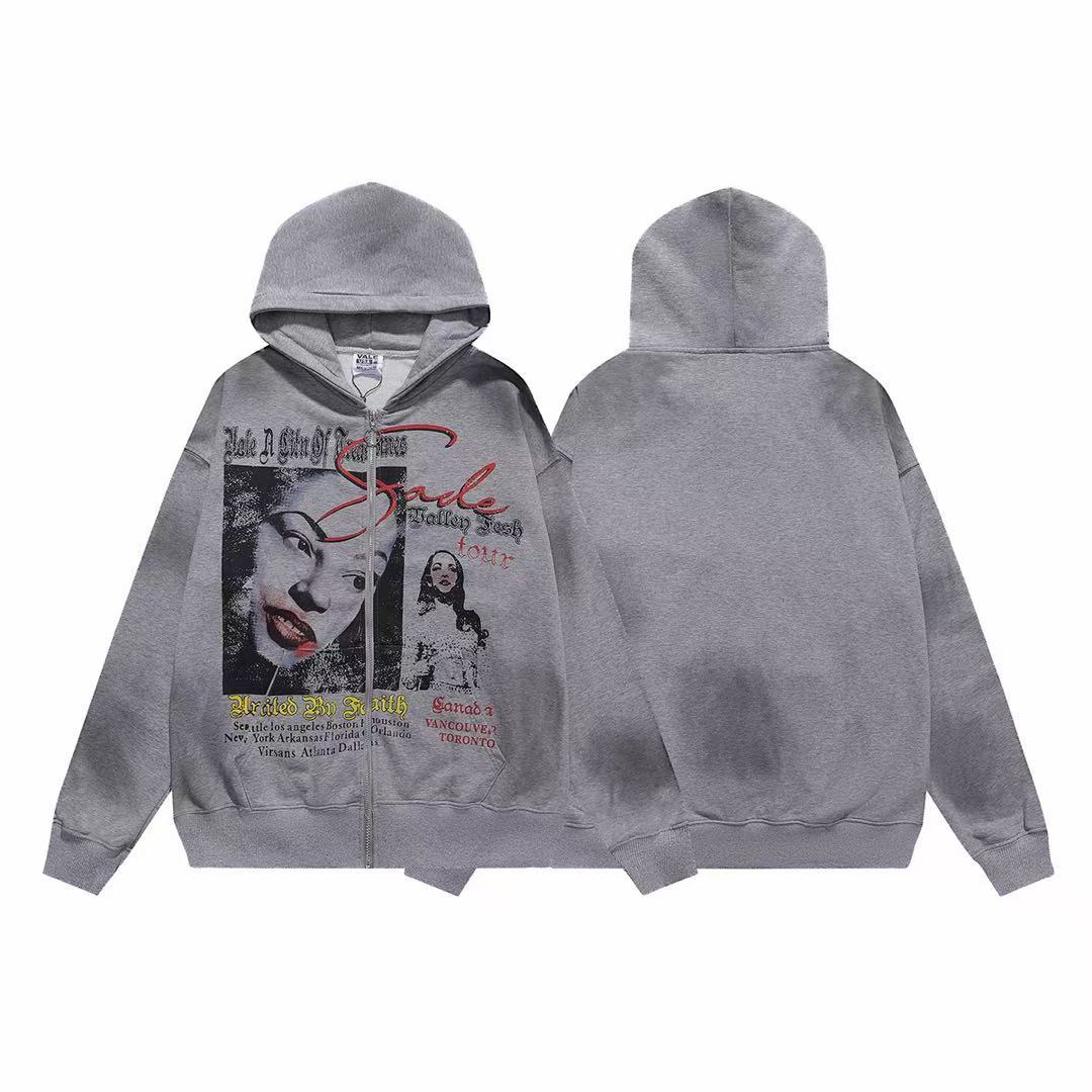 Vale Forever Vintage Band Tour Street‑wear Zip Hoodie