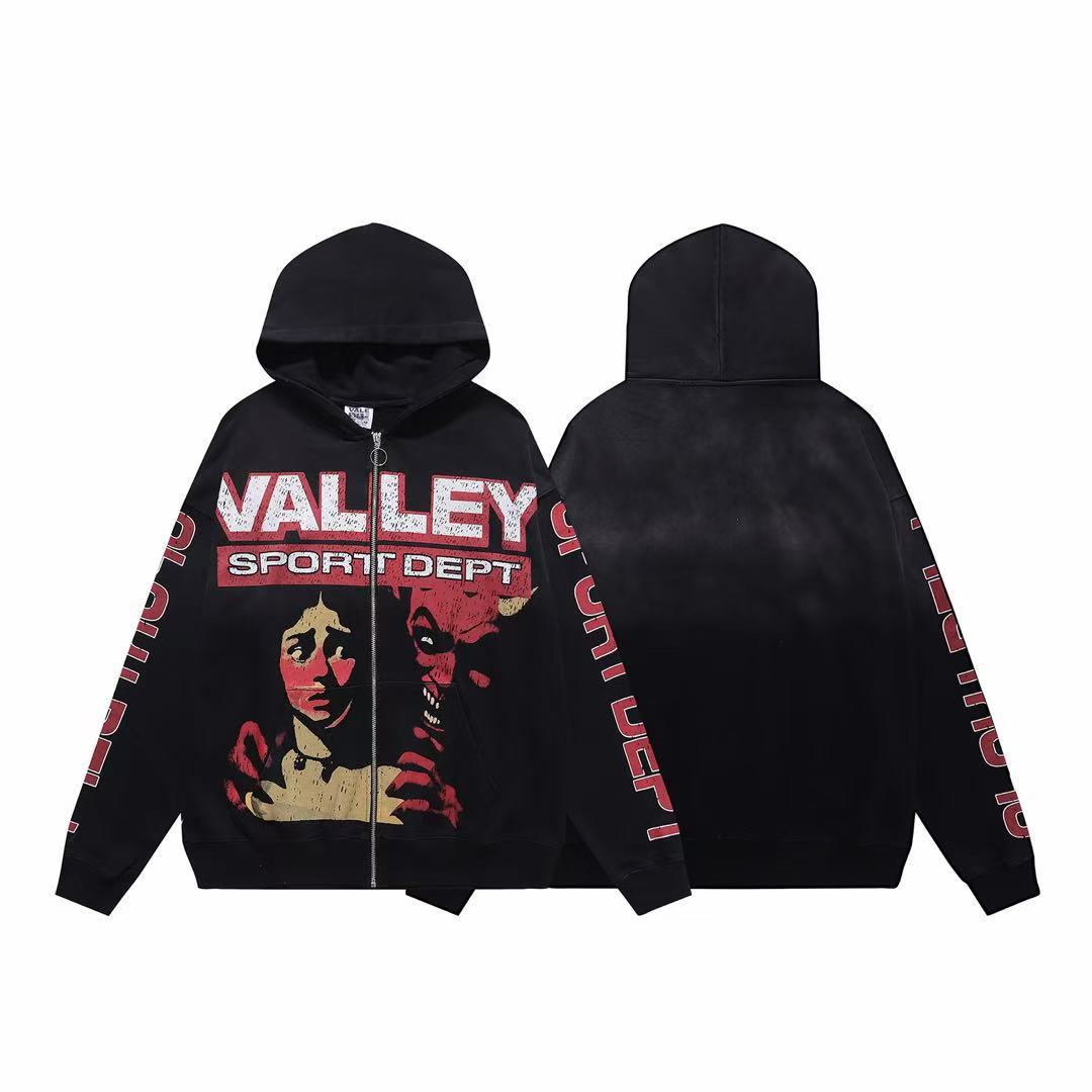 Vale Forever Black Retro Horror Zip Hoodie