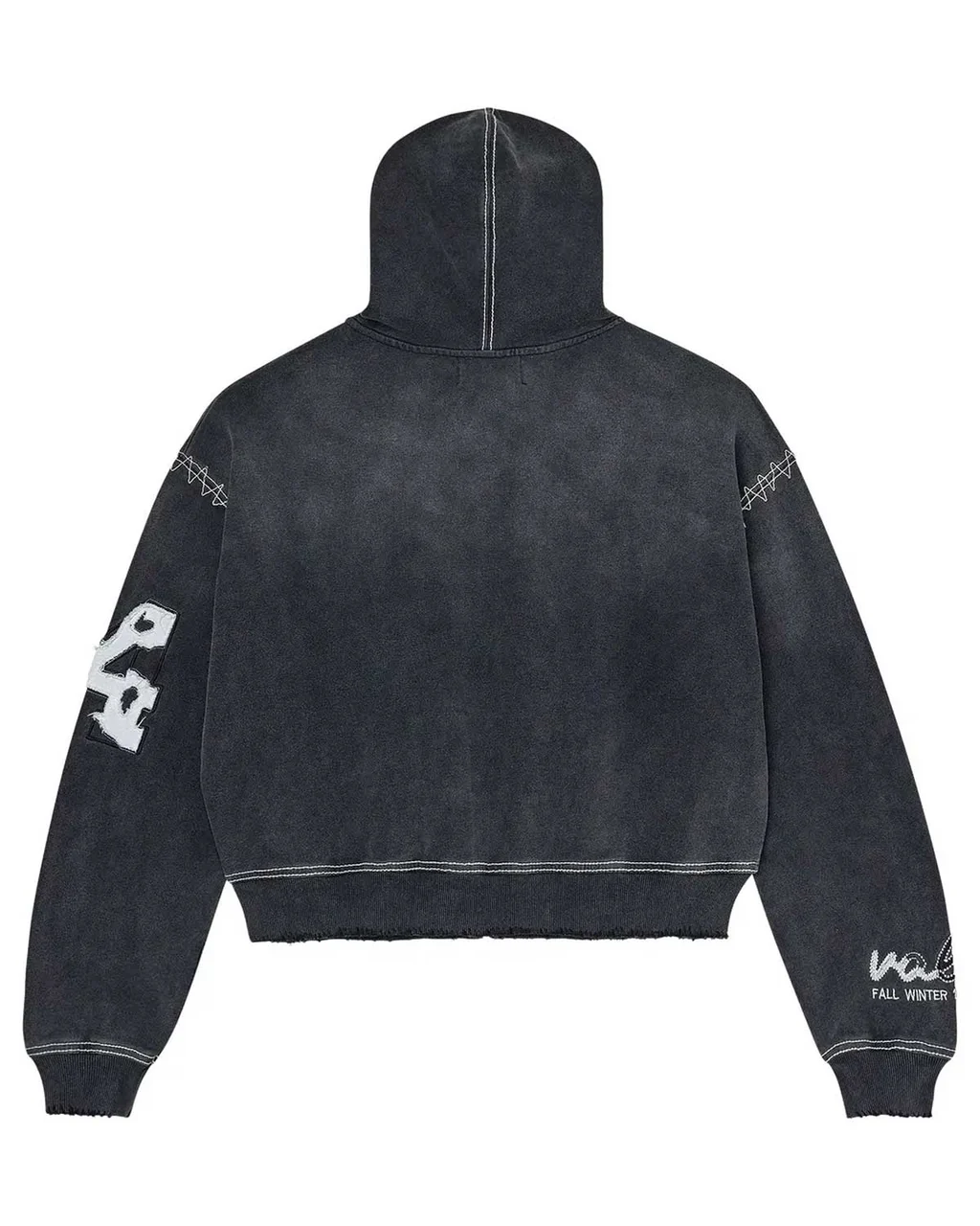 Vale Forever Black Sun Moon Cropped Zip‑Up Hoodie