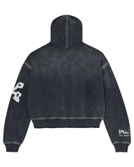 Vale Forever Black Sun Moon Cropped Zip‑Up Hoodie
