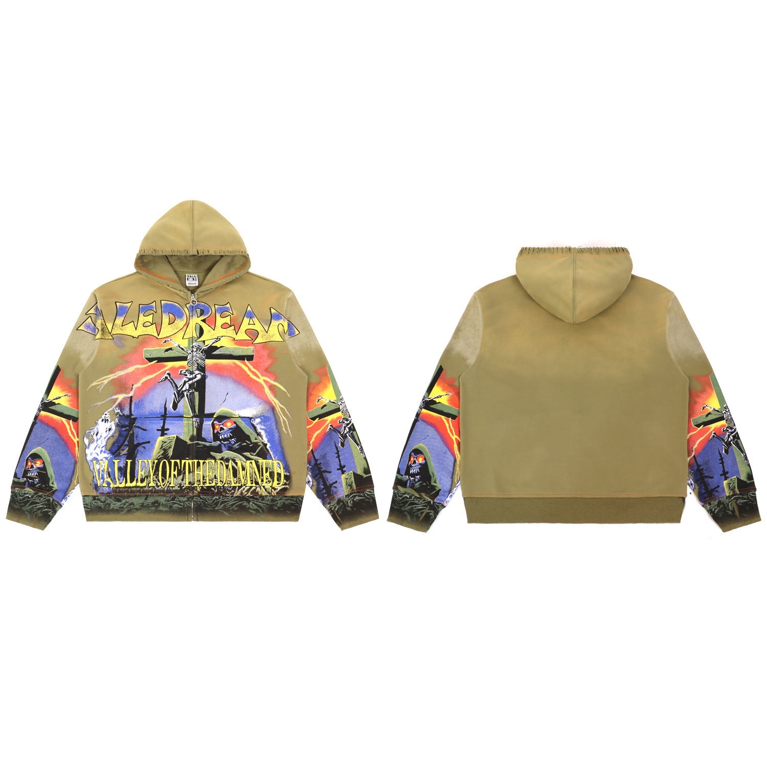 Vale Forever Khaki Reaper Metal Zip Hoodie