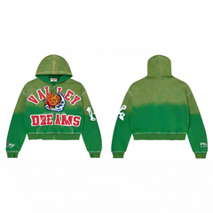 Vale Forever Gradient Green Sun Moon Zip‑Up Hoodie