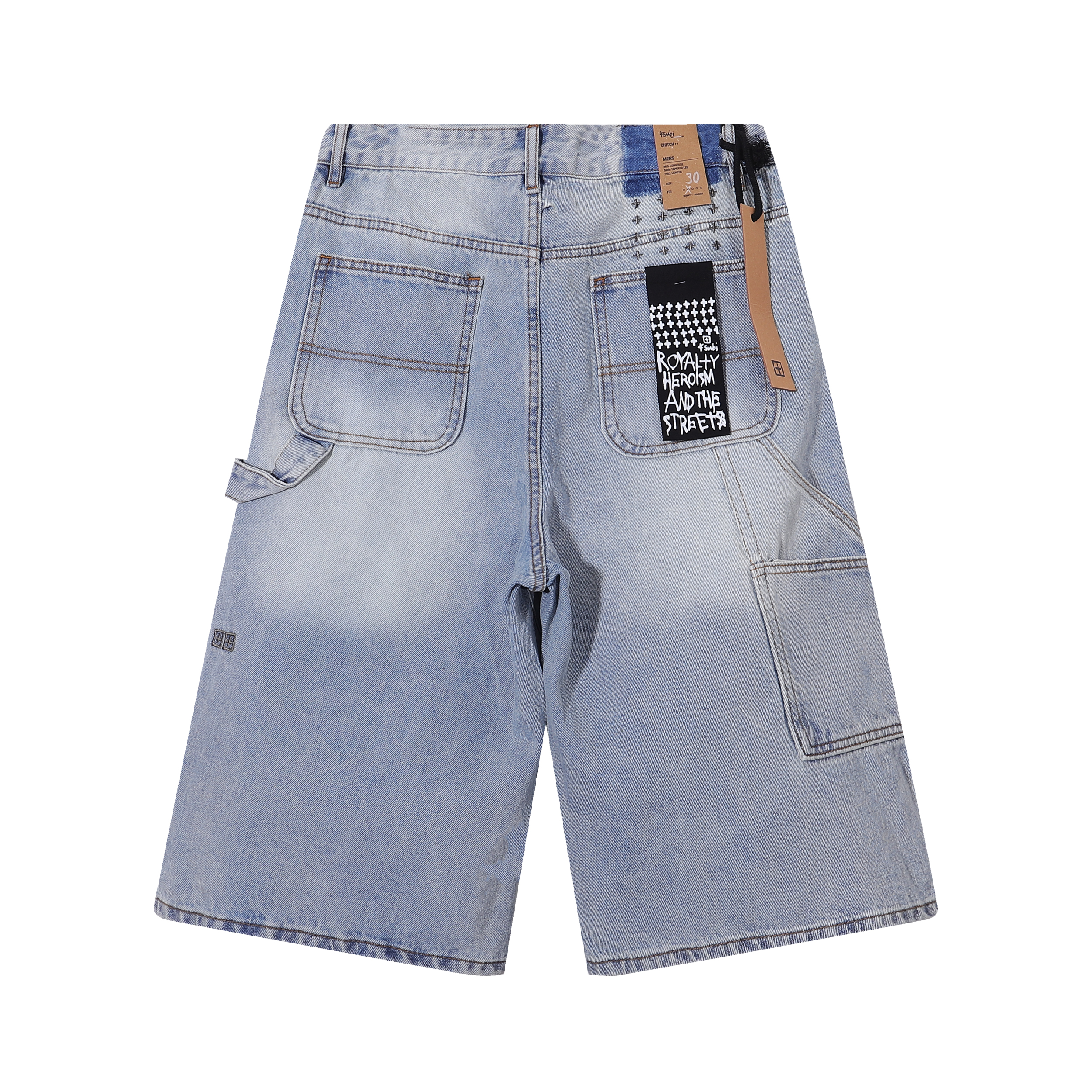 Ksubi Baggy Carpenter Light Wash Denim Shorts