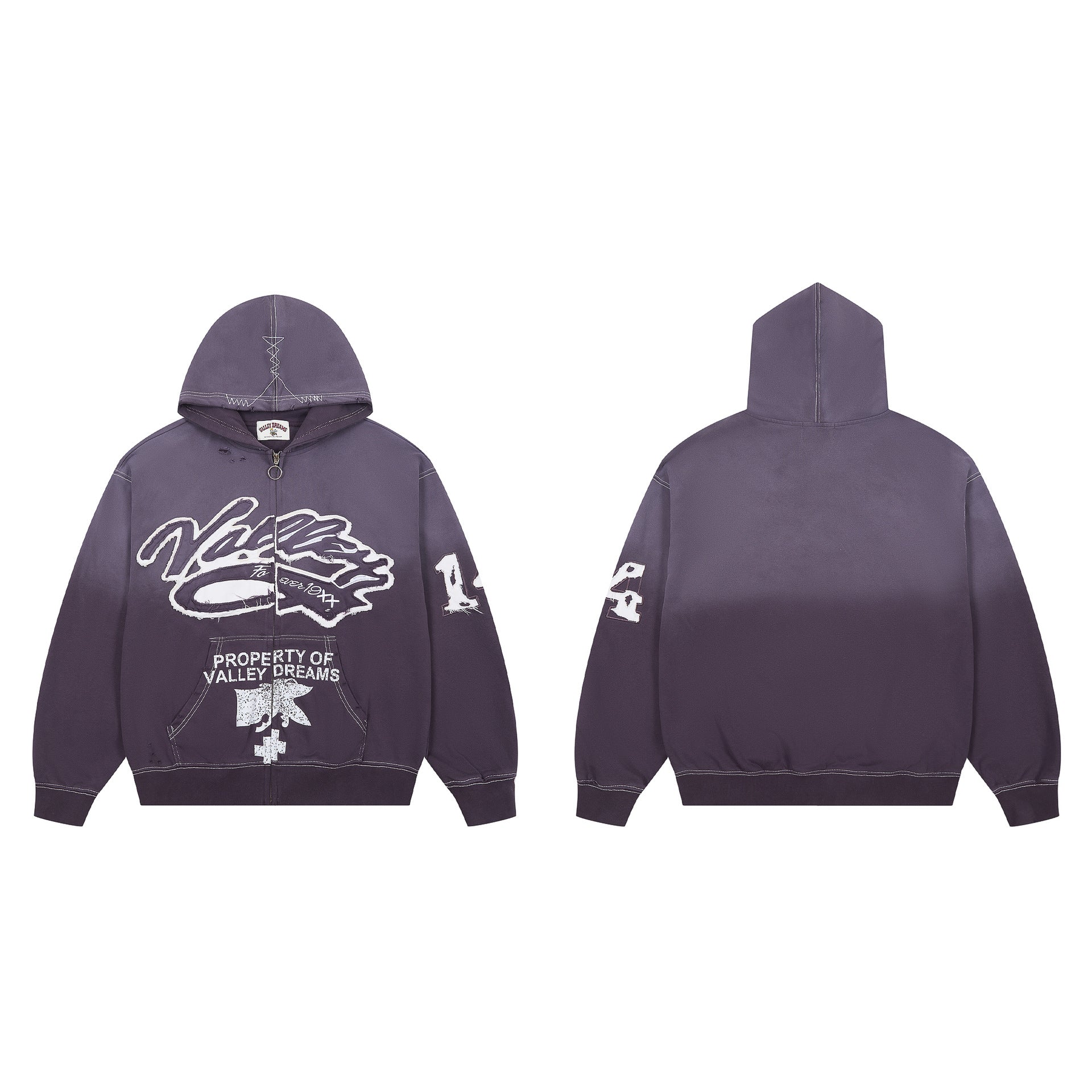 Vale Forever Purple Gradient Graffiti Zip Hoodie