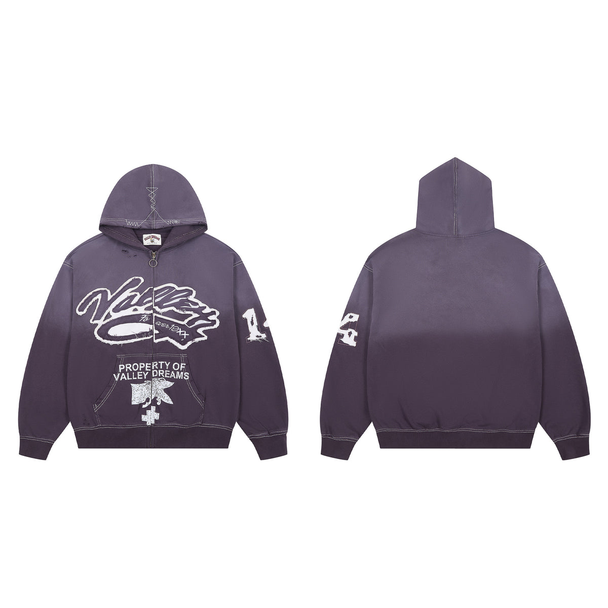 Vale Forever Purple Gradient Graffiti Zip Hoodie