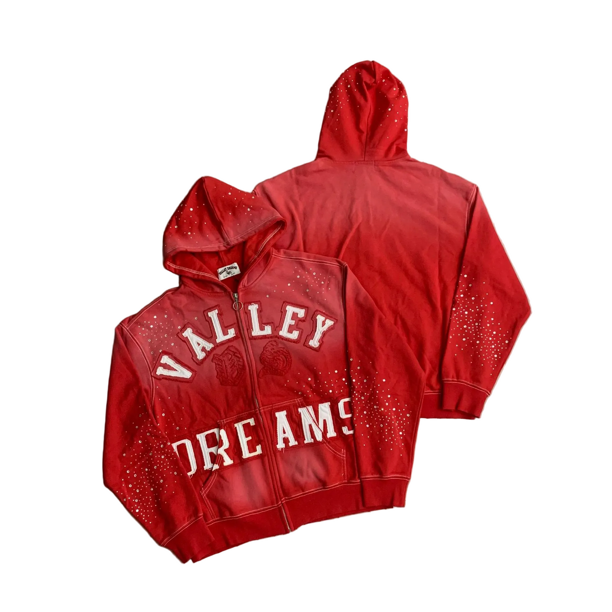Vale Forever Red Rhinestone Chenille Hoodie