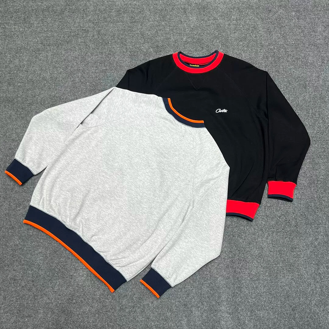 Corteiz Devil's Island Embroidery Letter Splicing Color Contrast and Velvet Round Neck Hoodie Casual Shorts Set ins