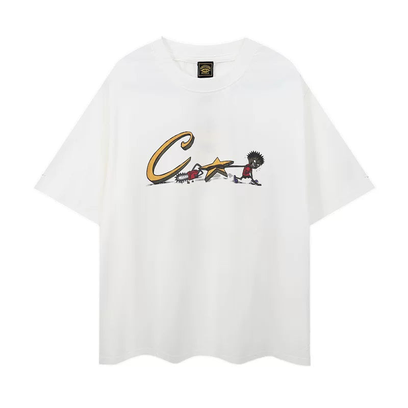 Corteiz Summer New Devil's Island Fun Letter Printed Trendy Brand Men's and Women's Loose Casual Round Neck Short sleeved T-shirt (37)