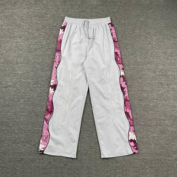 American Corteiz Devil's Island letter embroidery splicing high street loose men's and women's straight leg casual pants autumn and winter trend