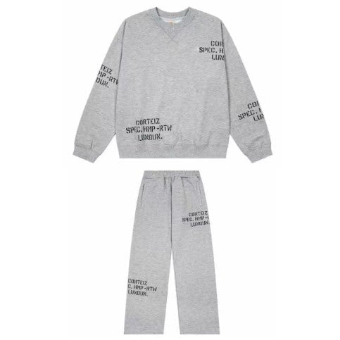 Corteiz Devil's Island Embroidered Letter Printed Velvet Round Neck Hoodie Men's and Women's Casual Pants Set ins