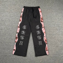 American Corteiz Devil's Island letter embroidery splicing high street loose men's and women's straight leg casual pants autumn and winter trend