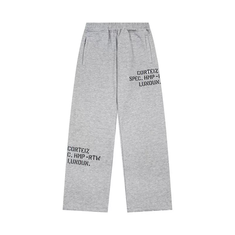 Corteiz Devil's Island Embroidered Letter Printed Velvet Round Neck Hoodie Men's and Women's Casual Pants Set ins