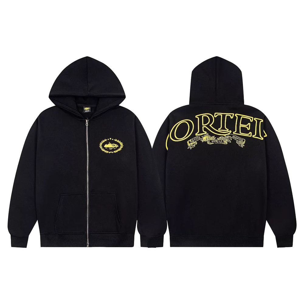 corteiz hoodie美潮高街休闲字母logo印花宽松加绒开衫连帽卫衣男