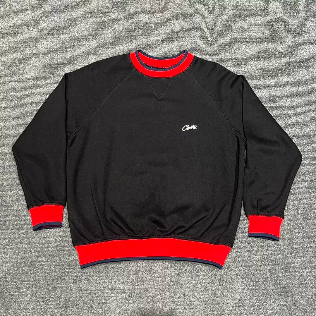 Corteiz Devil's Island Embroidery Letter Splicing Color Contrast and Velvet Round Neck Hoodie Casual Shorts Set ins