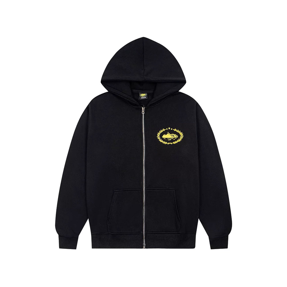 corteiz hoodie美潮高街休闲字母logo印花宽松加绒开衫连帽卫衣男