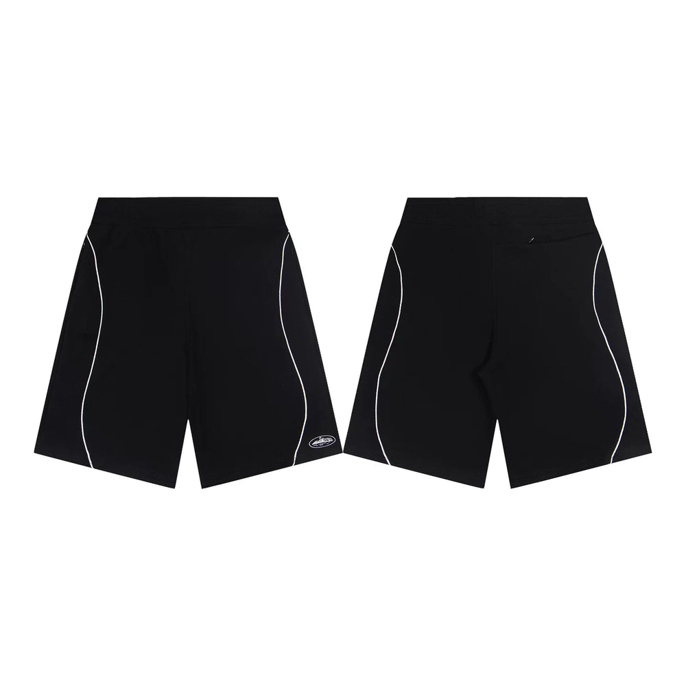 Trendy Corteiz Devil's Island Splicing Line Polo Shirt Short Sleeve T-shirt Loose Casual Sports Shorts Set