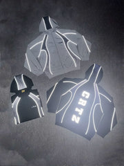 Corteiz Devil's Island patchwork embroidery reflective high street loose men's and women's cardigans hooded windbreakers for spring and autumn