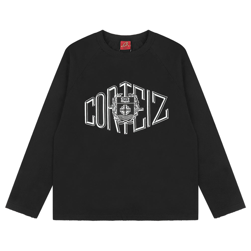 Corteiz Devil's Island letter logo printed long sleeved T-shirt for spring and autumn hip-hop rap loose casual round neck top