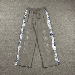 American Corteiz Devil's Island letter embroidery splicing high street loose men's and women's straight leg casual pants autumn and winter trend