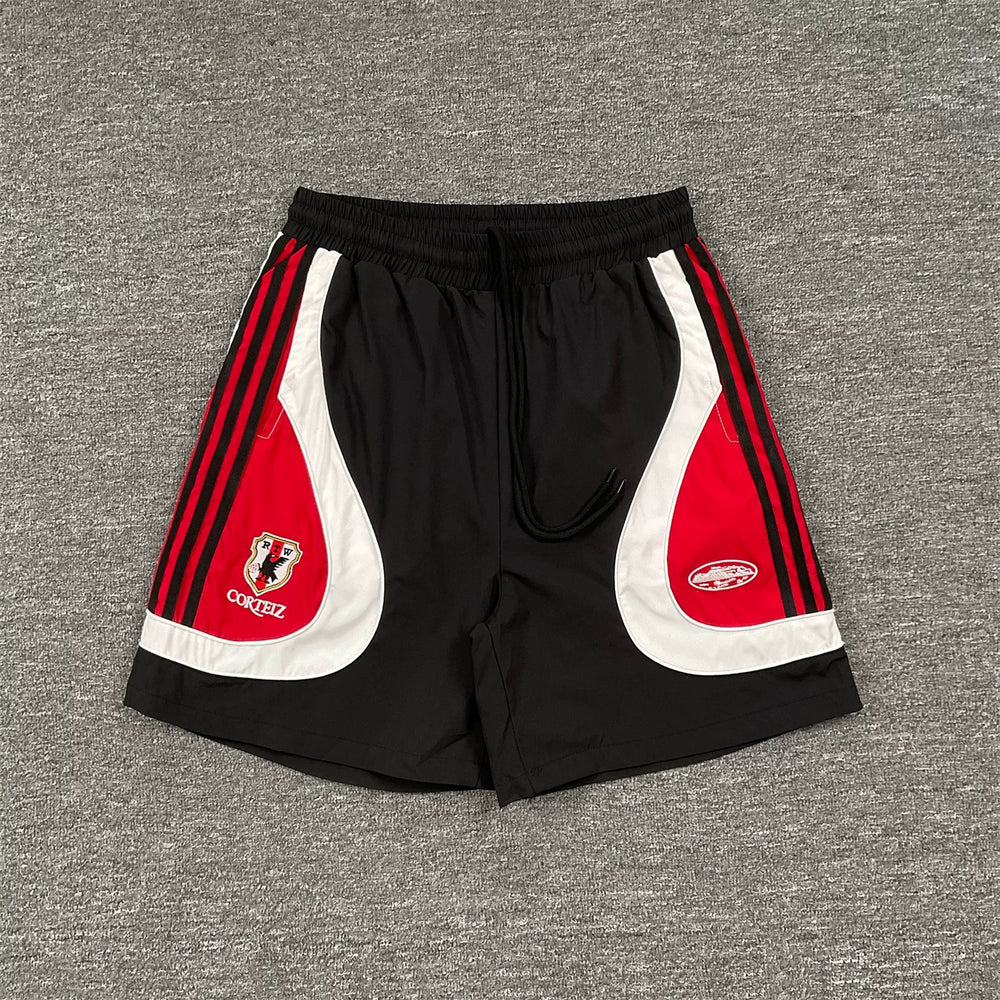 Corteiz Embroidered LOGO Color Contrast Splicing Sports Shorts for Men and Women, Loose Speed Drying Pentagram Pants, Summer Casual Pants
