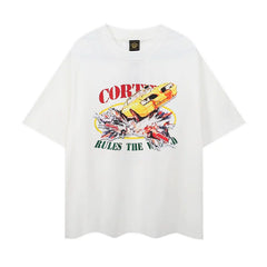 Corteiz Summer New Devil's Island Fun Letter Printed Trendy Brand Men's and Women's Loose Casual Round Neck Short sleeved T-shirt (27)