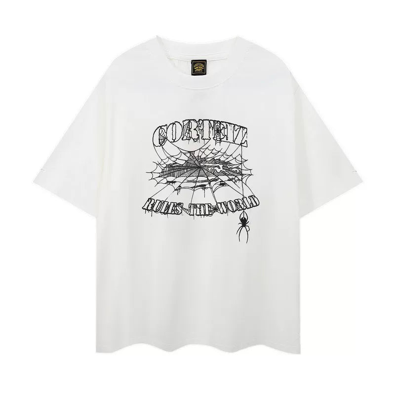 Corteiz Summer New Devil's Island Fun Letter Printed Trendy Brand Men's and Women's Loose Casual Round Neck Short sleeved T-shirt (5)