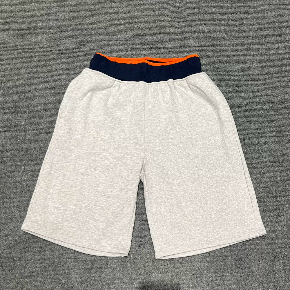 Corteiz Devil's Island Embroidery Letter Splicing Color Contrast and Velvet Round Neck Hoodie Casual Shorts Set ins