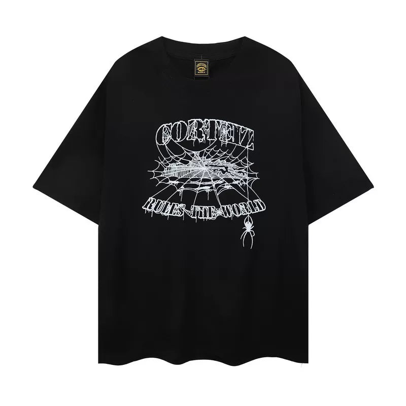 Corteiz Summer New Devil's Island Fun Letter Printed Trendy Brand Men's and Women's Loose Casual Round Neck Short sleeved T-shirt (5)