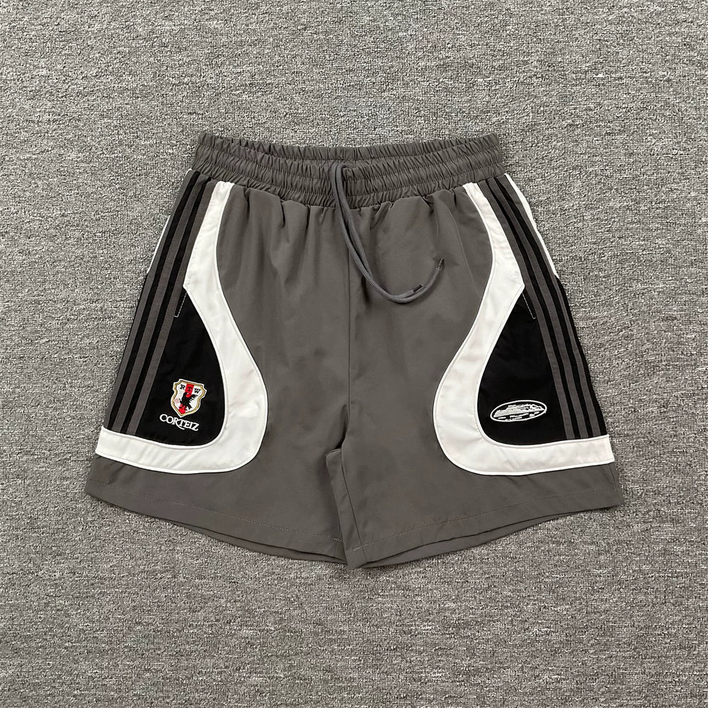 Corteiz Embroidered LOGO Color Contrast Splicing Sports Shorts for Men and Women, Loose Speed Drying Pentagram Pants, Summer Casual Pants