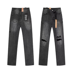 Ksubi Distressed Straight Leg Black Denim Jeans