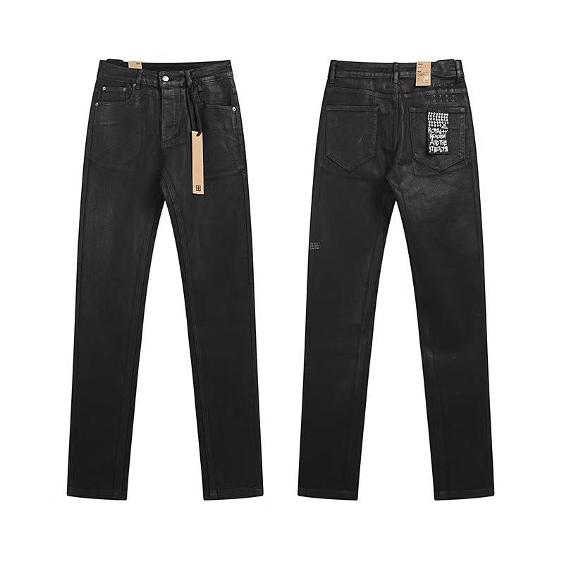 Ksubi Black Wax Coated Straight Denim Jeans