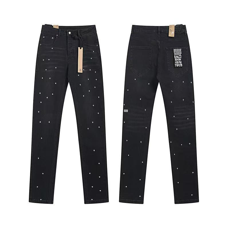 Ksubi Cross Embroidered Black Straight Denim Jeans