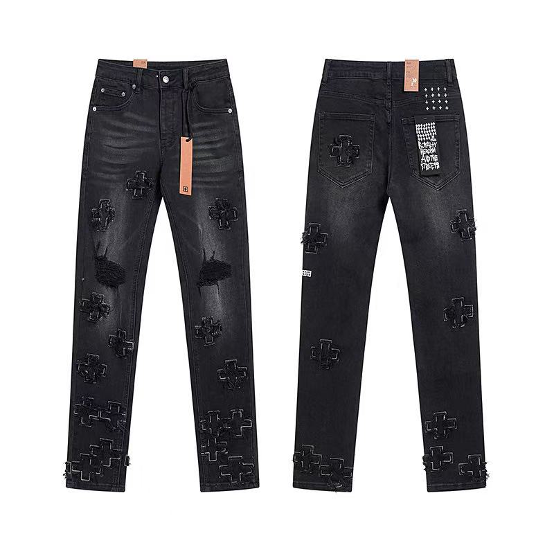 Ksubi All‑Over Cross Appliqué Grunge Streetwear Jeans