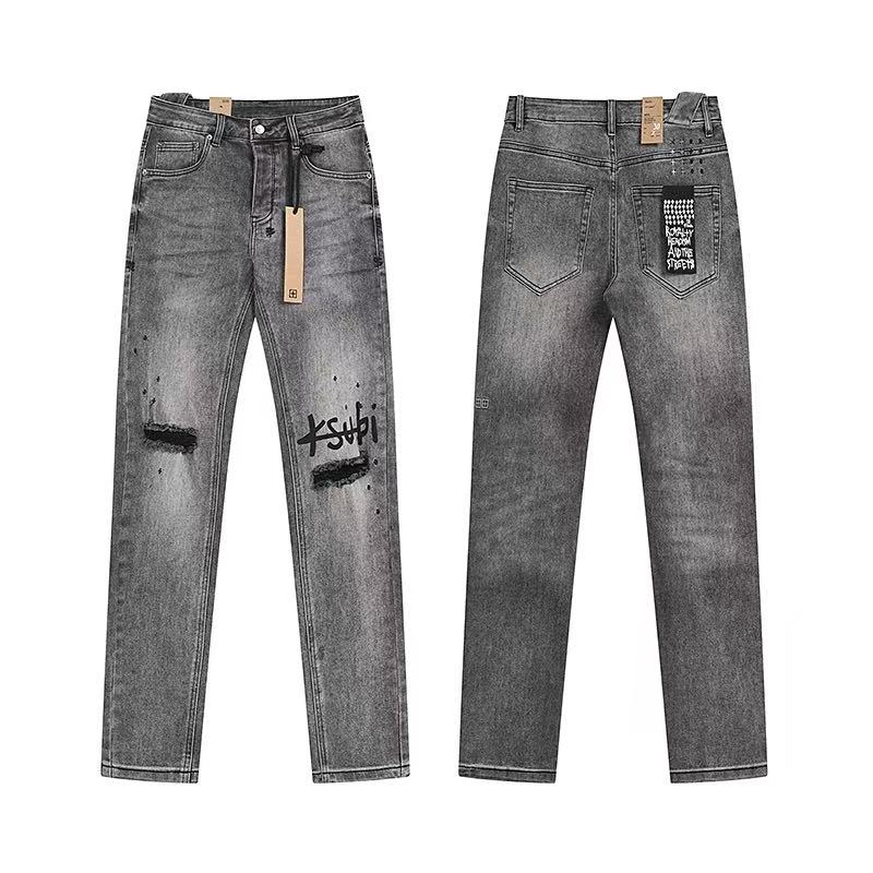 Ksubi Distressed Grey Straight Denim Jeans