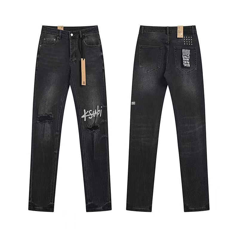 Ksubi Distressed Black Straight Denim Jeans