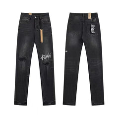 Ksubi Distressed Black Straight Denim Jeans