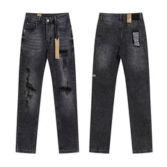 Ksubi Distressed Black‑Grey Straight Denim Jeans