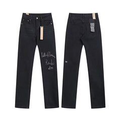 Ksubi Script Embroidered Black Straight Denim Jeans